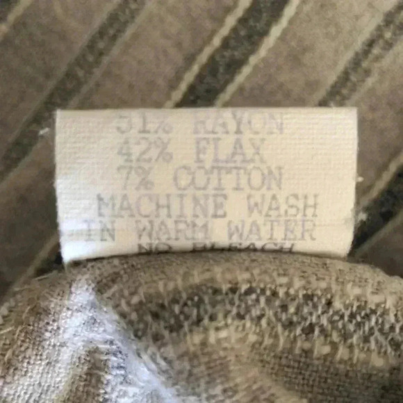 Vintage Women Small Johnny Was Shirt Jacket Gray Cream Striped Linen Casual - Picture 8 of 8